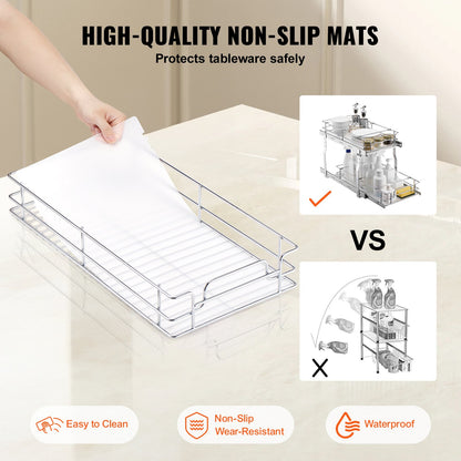 12"Wx21"Dx15"H Pull Out Cabinet Organizer, Heavy Duty Slide Out Pantry Shelves, Steel Roll Out Drawers, V952-FZSLLDGGEC12VMAA1V0