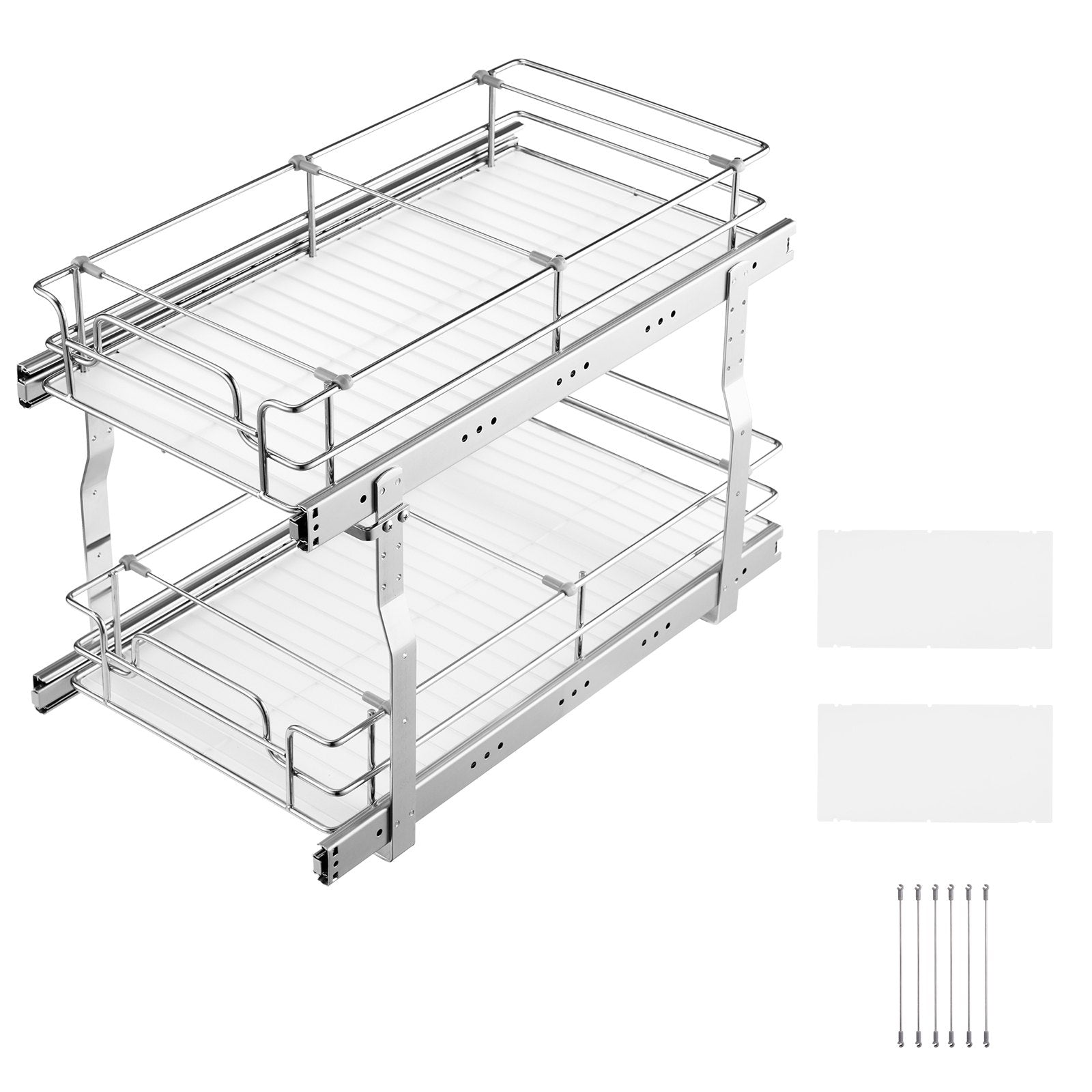 12"Wx21"Dx15"H Pull Out Cabinet Organizer, Heavy Duty Slide Out Pantry Shelves, Steel Roll Out Drawers, V952-FZSLLDGGEC12VMAA1V0