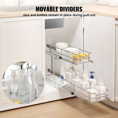 215 x 533 x 385mm Pull Out Cabinet Organizer, Heavy Duty Slide Out Pantry Shelves, Steel Roll Out Drawers, V952-FZSLLDGGEC8YYL3H6V0