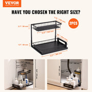 2-Tier Wire Pull Out Cabinet Under Sink Basket Organizer 10.7"x14.2" 2PCS V952-FZSLLTGPFECS5ERAHV0