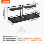 2-Tier Wire Pull Out Cabinet Under Sink Basket Organizer 10.7"x14.2" 2PCS V952-FZSLLTGPFECS5ERAHV0