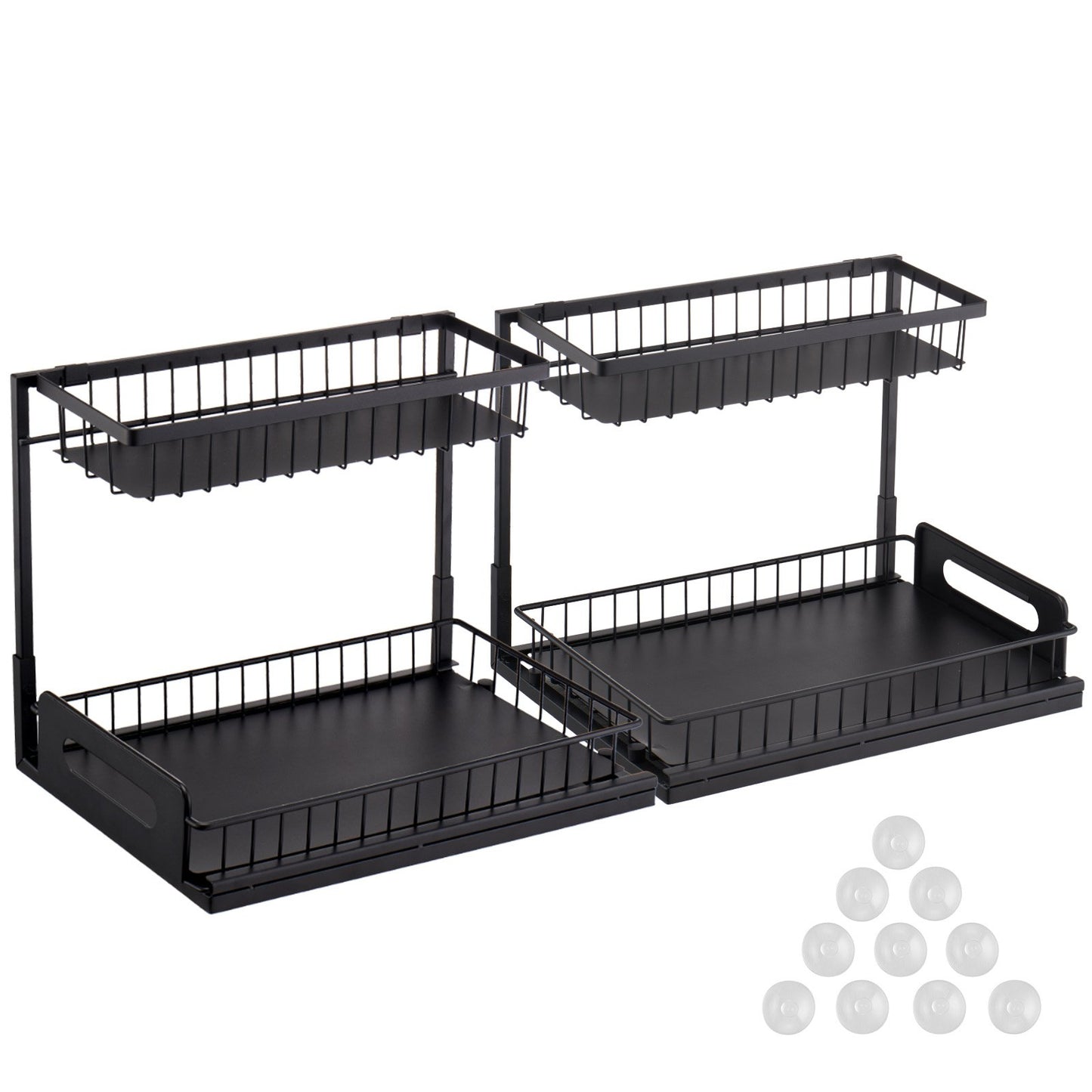 2-Tier Wire Pull Out Cabinet Under Sink Basket Organizer 10.7"x14.2" 2PCS V952-FZSLLTGPFECS5ERAHV0