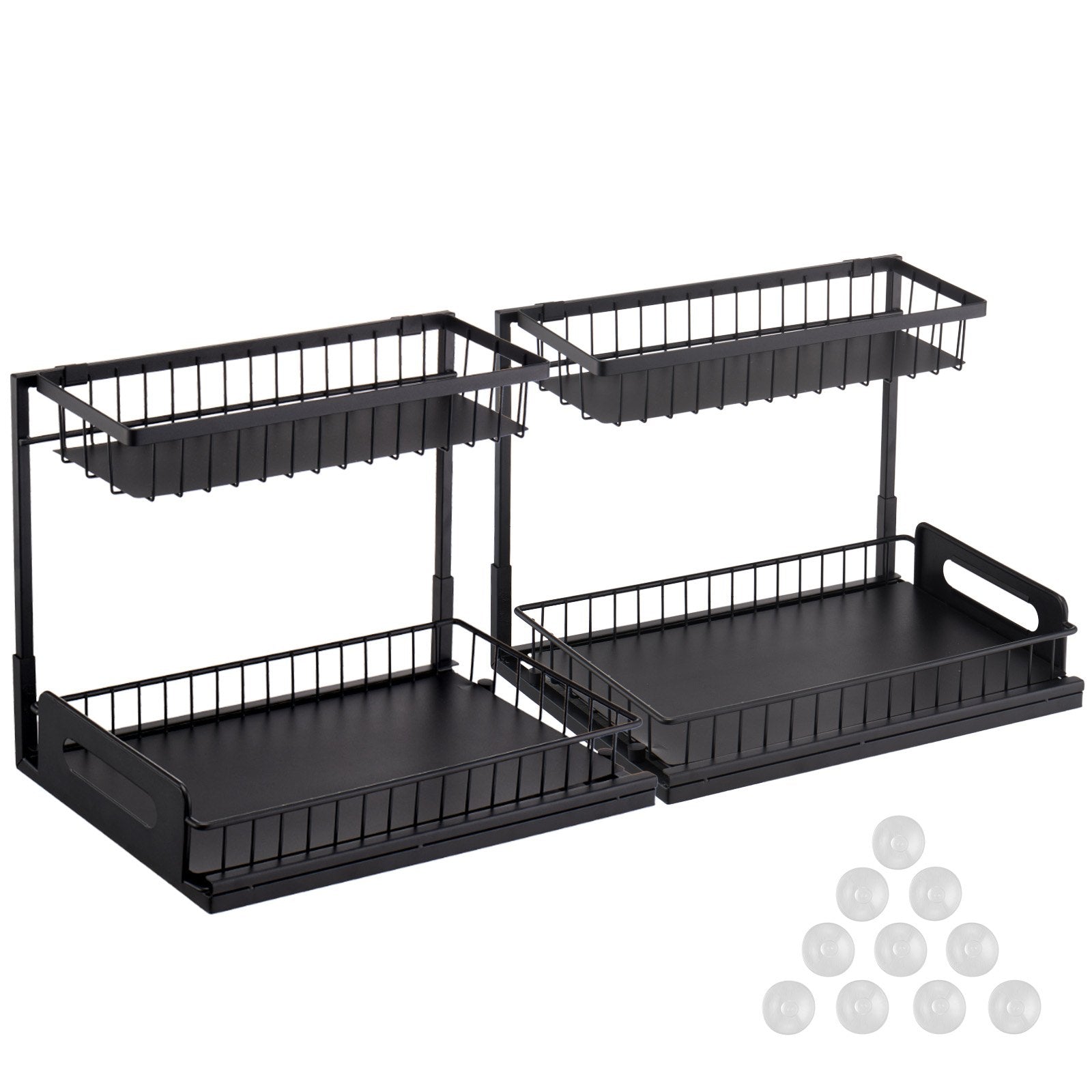 2-Tier Wire Pull Out Cabinet Under Sink Basket Organizer 10.7"x14.2" 2PCS V952-FZSLLTGPFECS5ERAHV0
