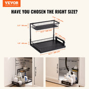2-Tier Wire Pull Out Cabinet Under Sink Organizer 10.7"x14.2" Drawer Basket V952-FZSLLTGPFECSRVFBHV0