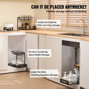 2-Tier Wire Pull Out Cabinet Under Sink Organizer 10.7"x14.2" Drawer Basket V952-FZSLLTGPFECSRVFBHV0