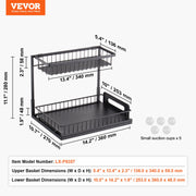 2-Tier Wire Pull Out Cabinet Under Sink Organizer 10.7"x14.2" Drawer Basket V952-FZSLLTGPFECSRVFBHV0