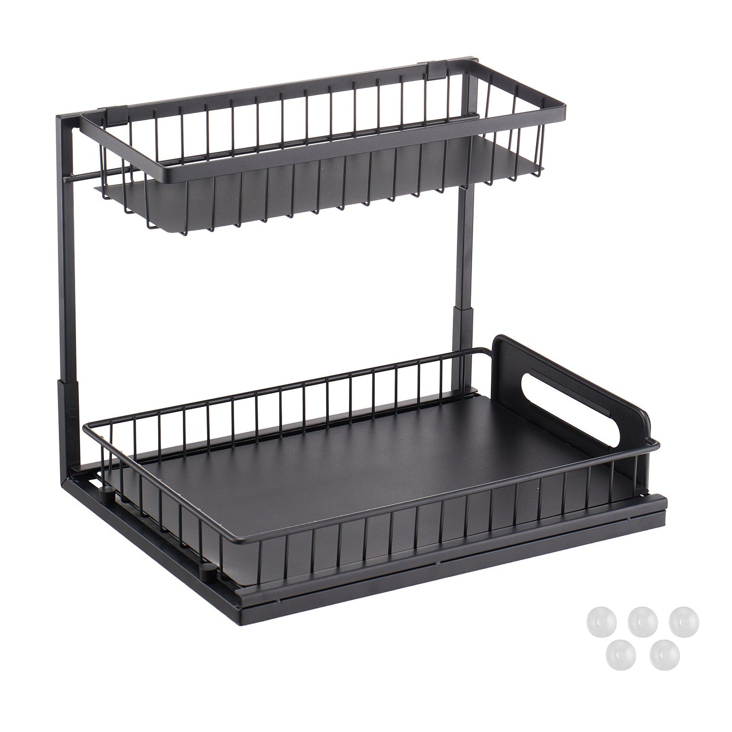 2-Tier Wire Pull Out Cabinet Under Sink Organizer 10.7"x14.2" Drawer Basket V952-FZSLLTGPFECSRVFBHV0