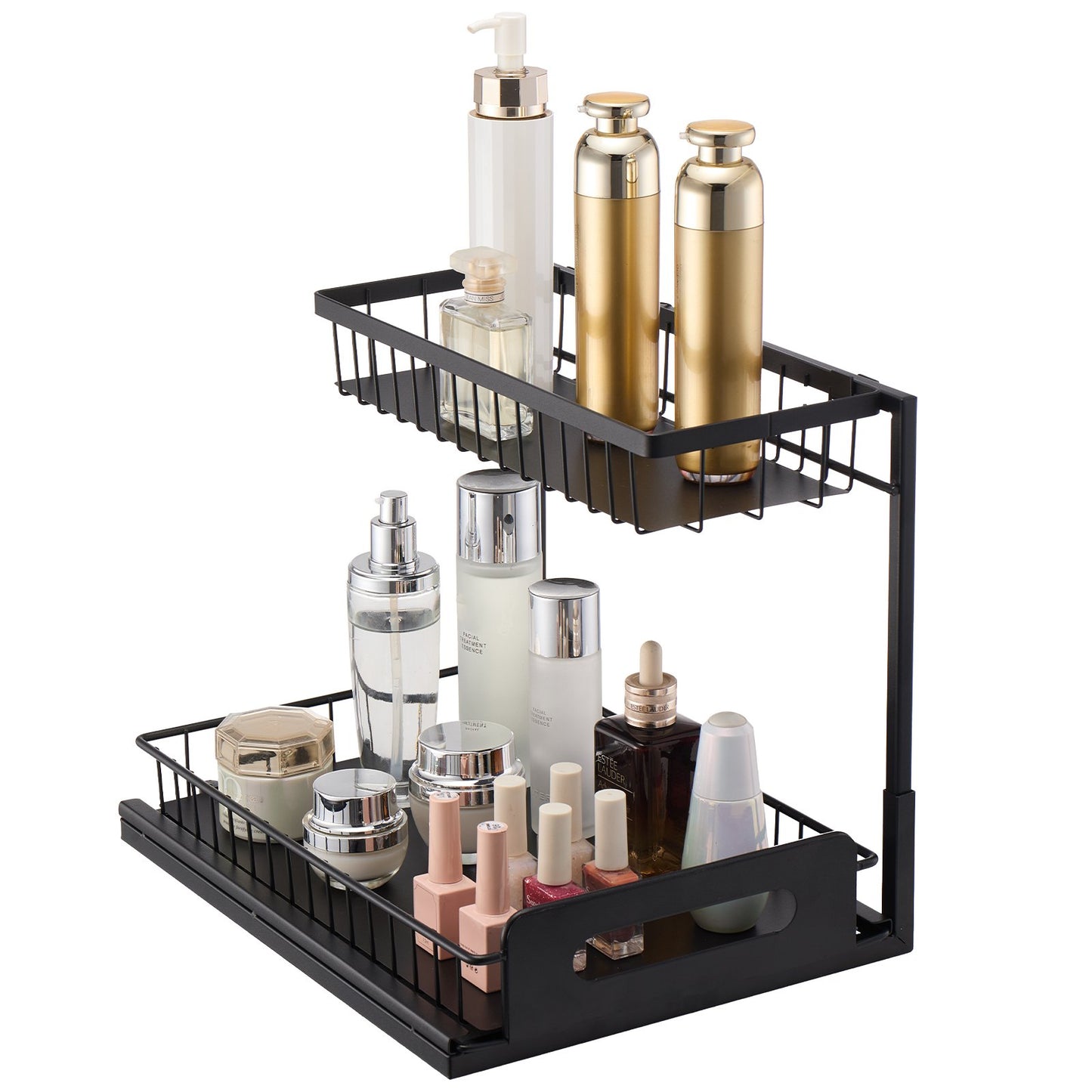 2-Tier Wire Pull Out Cabinet Under Sink Organizer 10.7"x14.2" Drawer Basket V952-FZSLLTGPFECSRVFBHV0