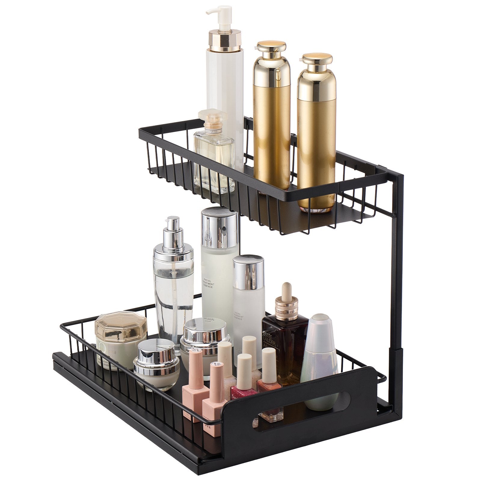 2-Tier Wire Pull Out Cabinet Under Sink Organizer 10.7"x14.2" Drawer Basket V952-FZSLLTGPFECSRVFBHV0