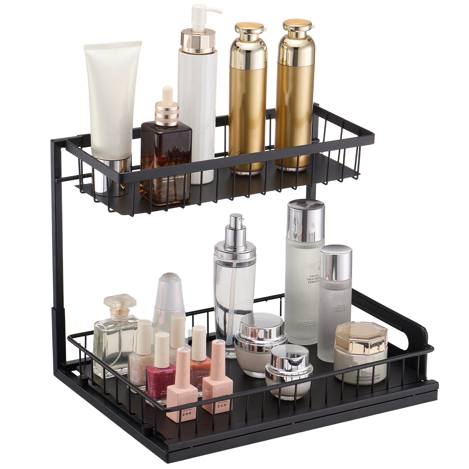 2-Tier Wire Pull Out Cabinet Under Sink Organizer 10.7"x14.2" Drawer Basket V952-FZSLLTGPFECSRVFBHV0