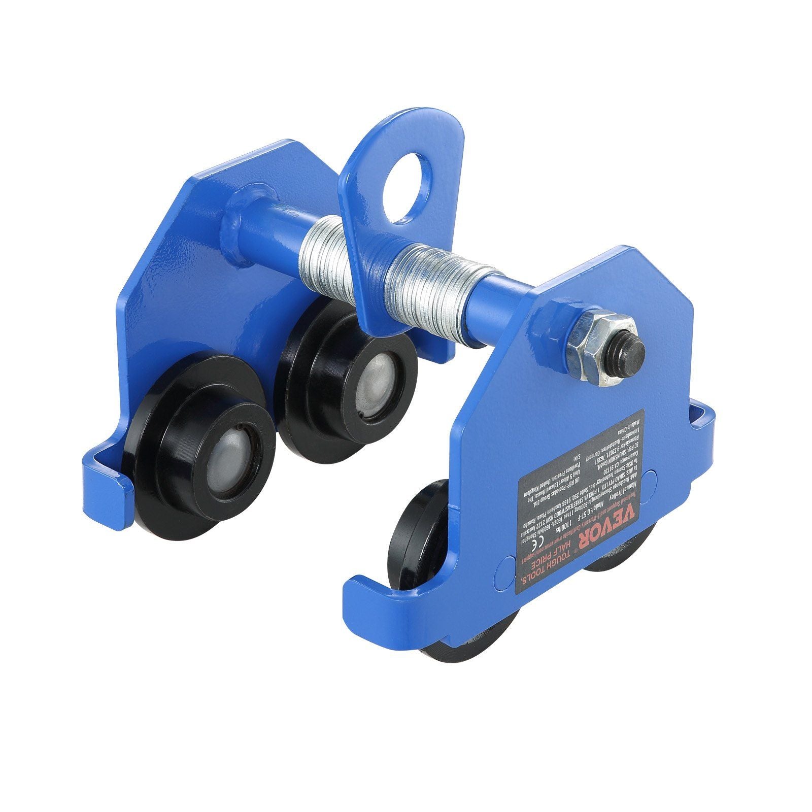 Manual Trolley, 0.5 Ton Load Capacity Push Beam Trolley with Dual Wheels, Adjustable for I-Beam Flange Width V952-FZSTXC05T2555HYFGV0