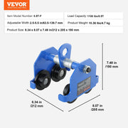 Manual Trolley, 0.5 Ton Load Capacity Push Beam Trolley with Dual Wheels, Adjustable for I-Beam Flange Width V952-FZSTXC05T2555HYFGV0
