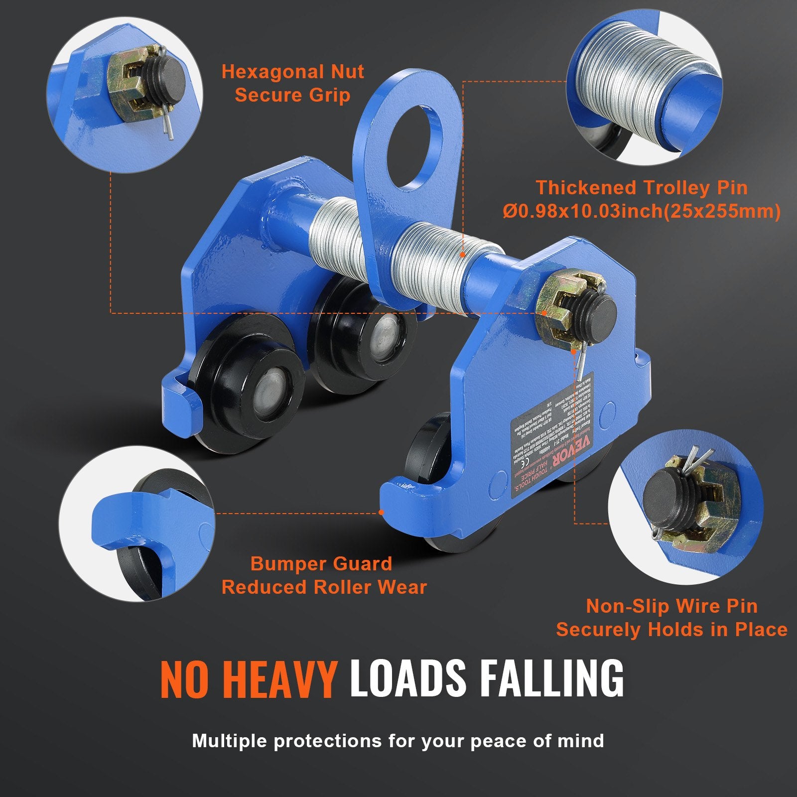 Manual Trolley, 1 Ton Load Capacity, Push Beam Trolley with Dual Wheels, Adjustable for I-Beam Flange Width V952-FZSTXCHJ1T257IUOQV0