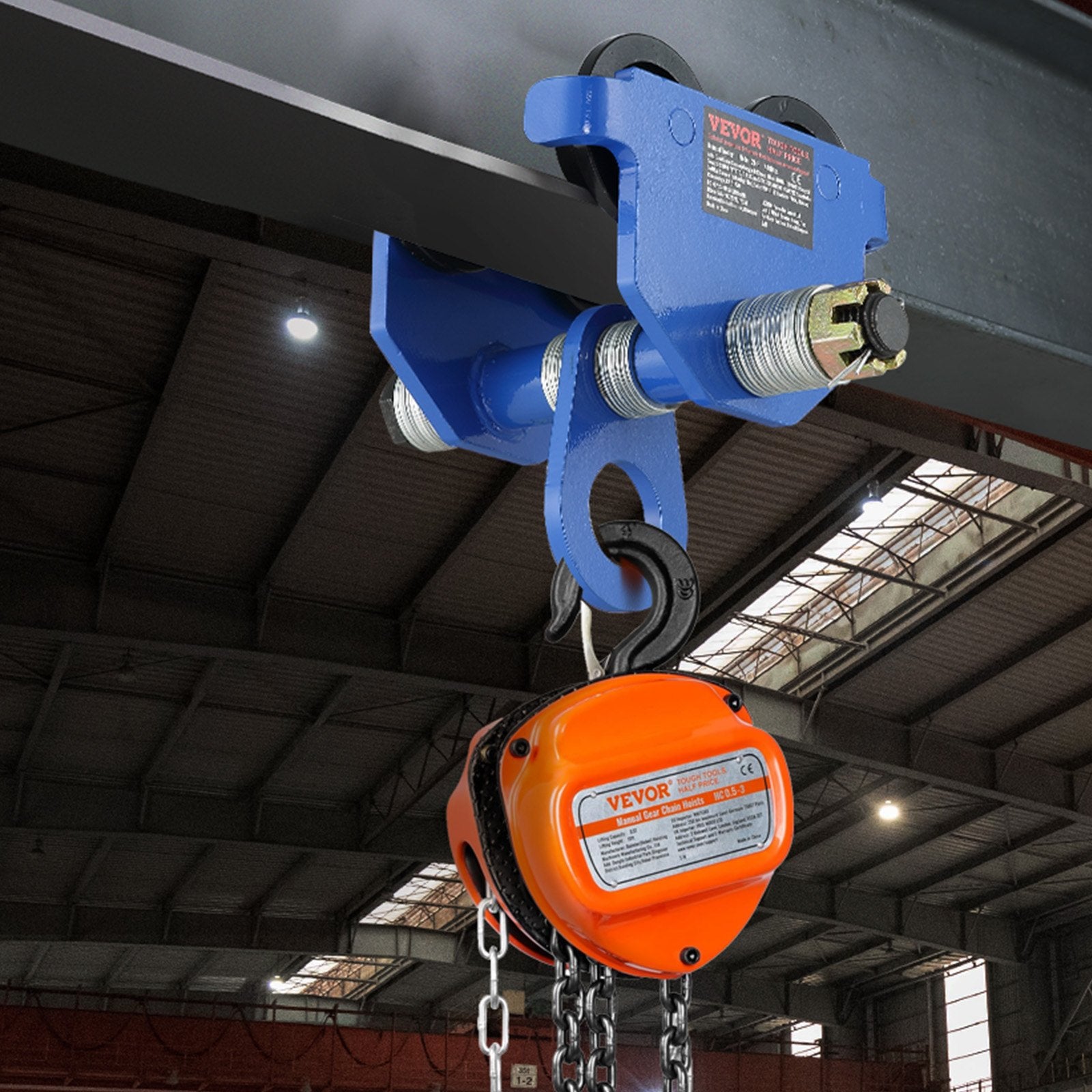 Manual Trolley, 1 Ton Load Capacity, Push Beam Trolley with Dual Wheels, Adjustable for I-Beam Flange Width V952-FZSTXCHJ1T257IUOQV0