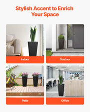 Tall Planter, Set of 2 Tall Square Tapered Planters, 57 cm Large Modern Gardening and Flower Plastic Pots, V952-FZXHS22YCBDTHZU9MV0