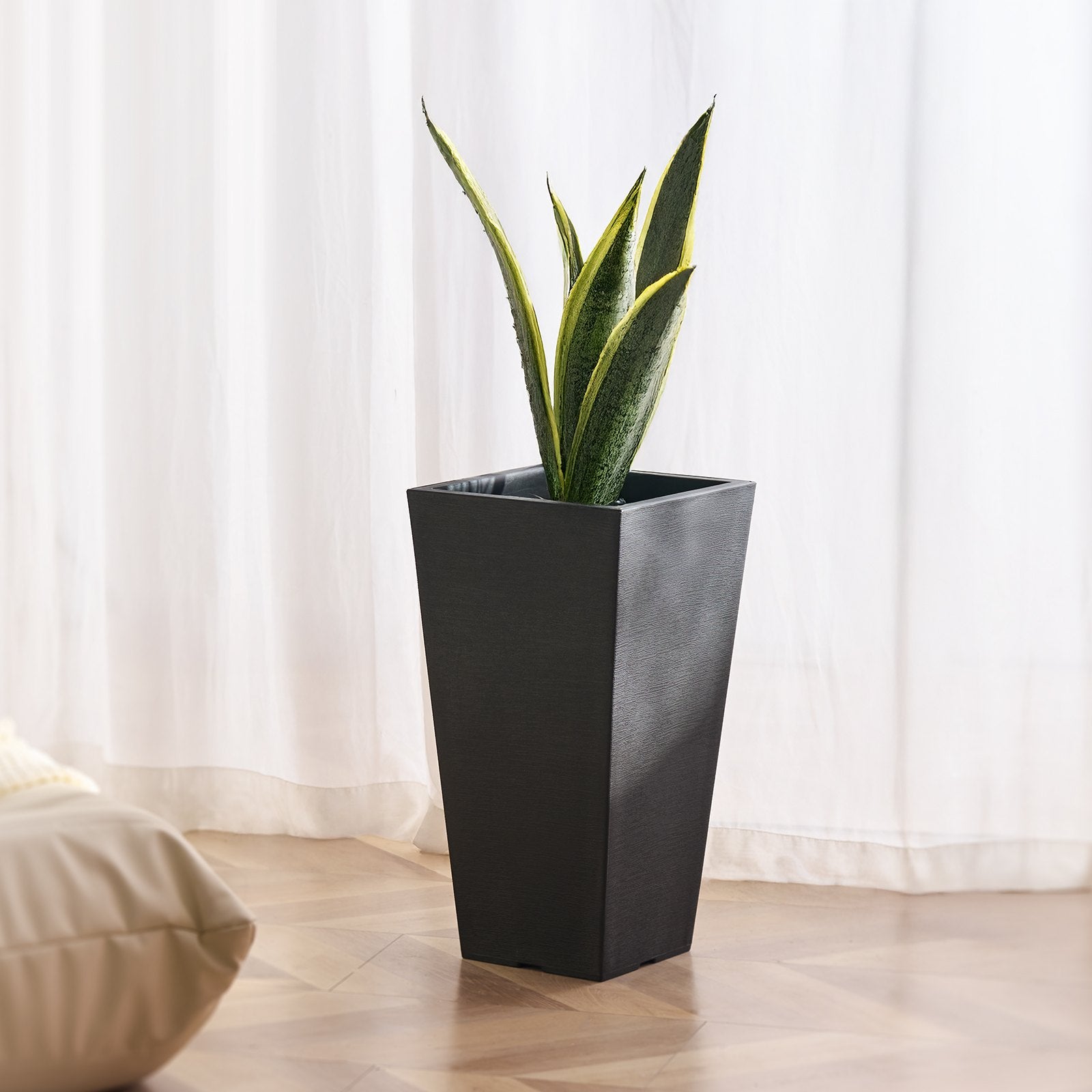 Tall Planter, Set of 2 Tall Square Tapered Planters, 57 cm Large Modern Gardening and Flower Plastic Pots, V952-FZXHS22YCBDTHZU9MV0