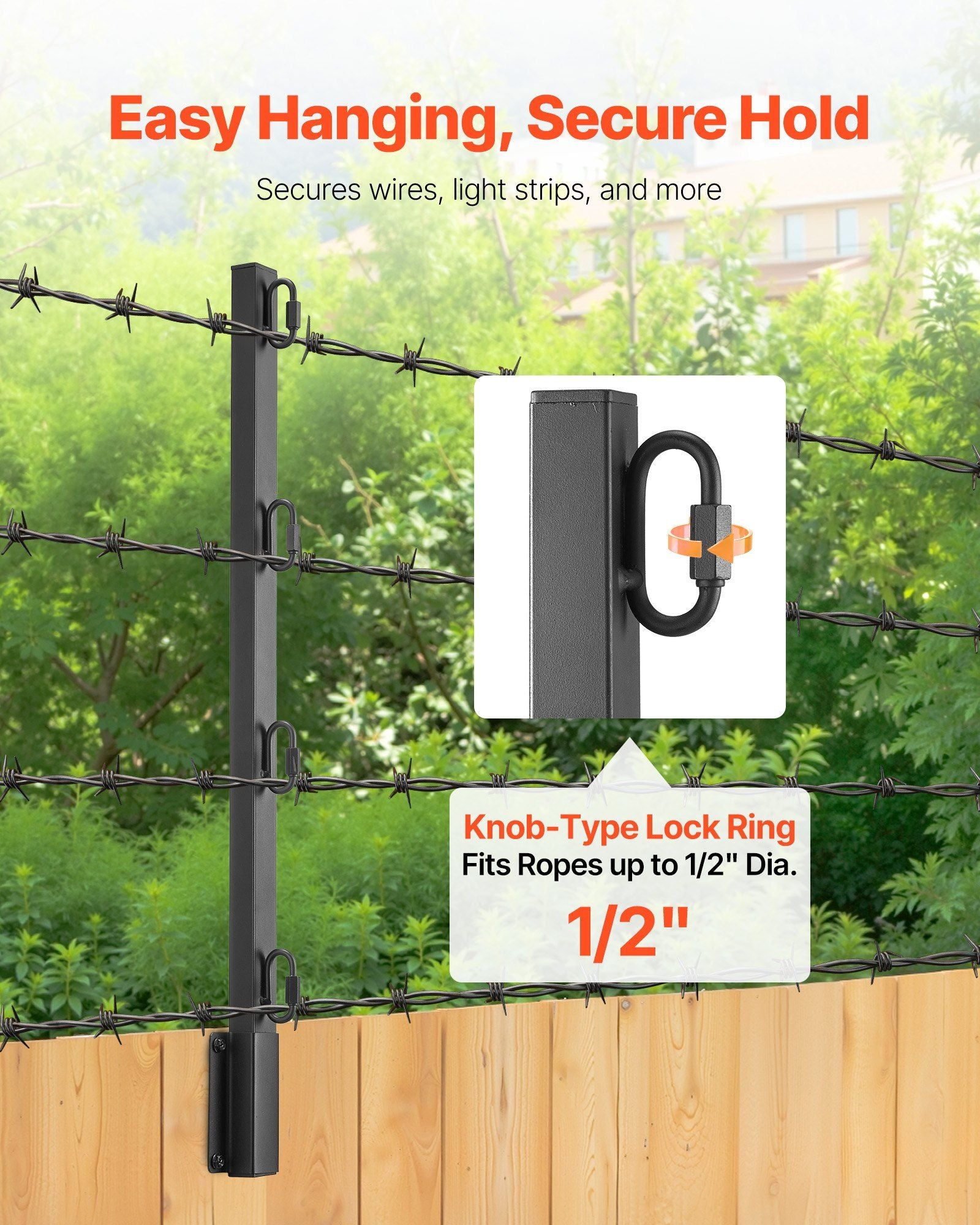 Fence Post Extender, 8 Packs 605 mm Barbed Wire Arm, Sturdy Steel Fence Height Extender, Flat or Surface V952-FZXYZQFZX8J27T1F0001V0