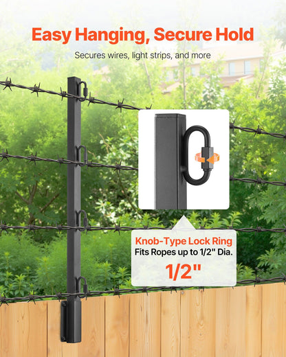 Fence Post Extender, 8 Packs 605 mm Barbed Wire Arm, Sturdy Steel Fence Height Extender, Flat or Surface V952-FZXYZQFZX8J27T1F0001V0