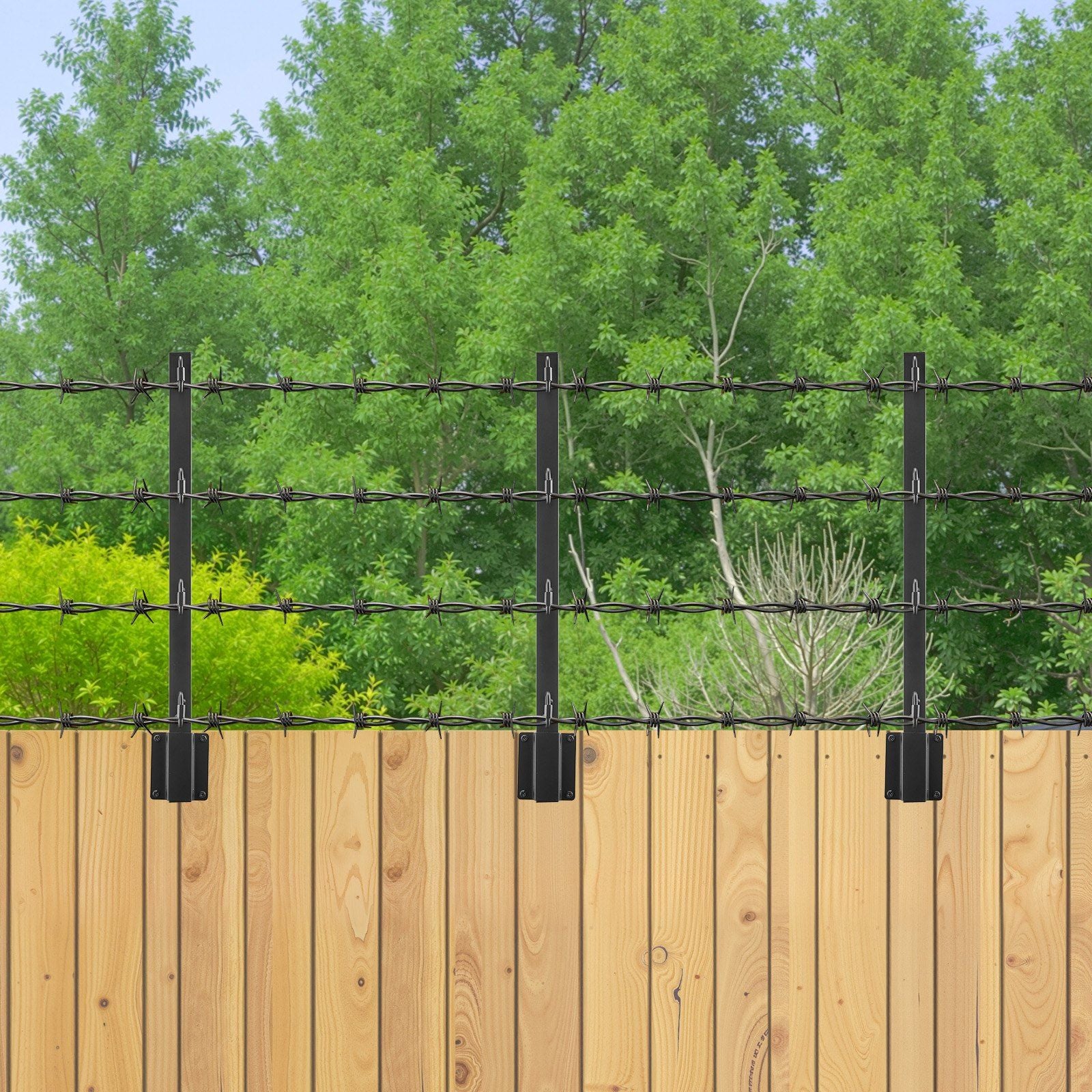 Fence Post Extender, 8 Packs 605 mm Barbed Wire Arm, Sturdy Steel Fence Height Extender, Flat or Surface V952-FZXYZQFZX8J27T1F0001V0
