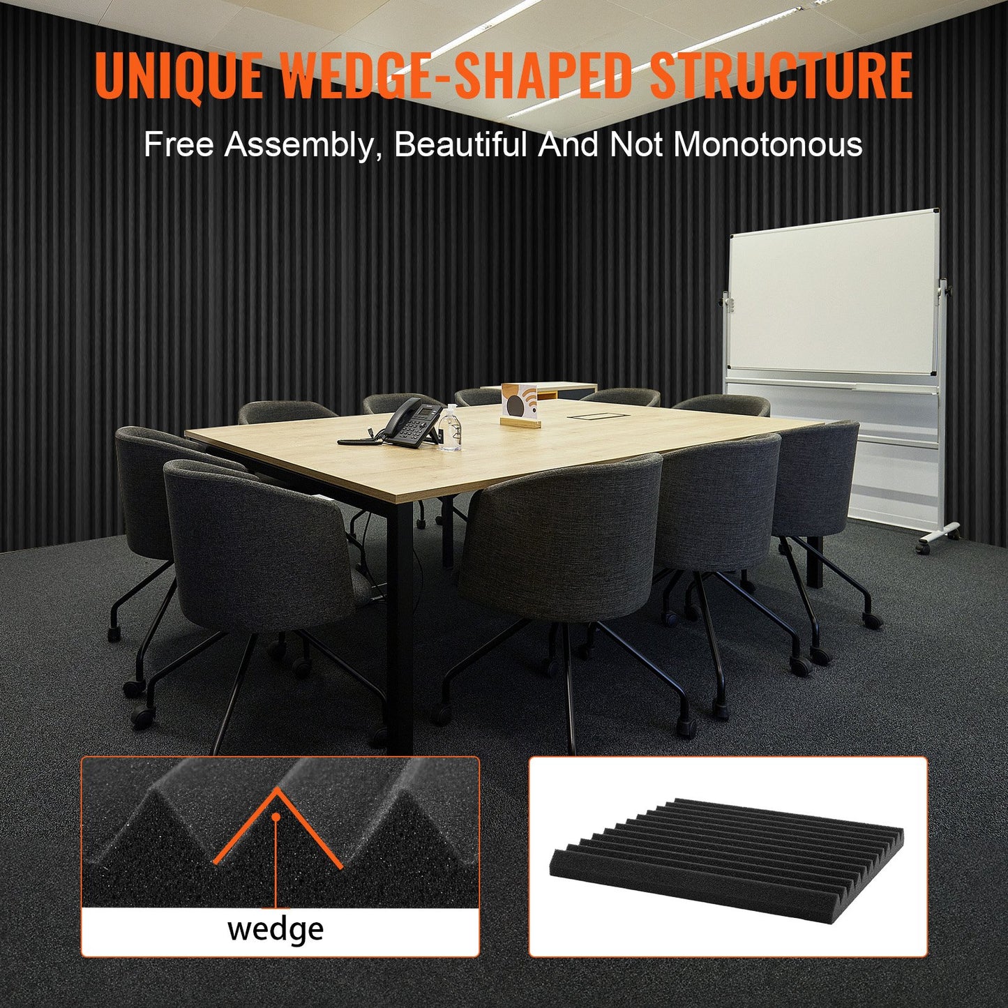 Acoustic Foam Panels 80 Pack 12 x 12 x 1 in for Studio Wall and Ceiling V952-FZZSPMBHS80P6DGDIV0