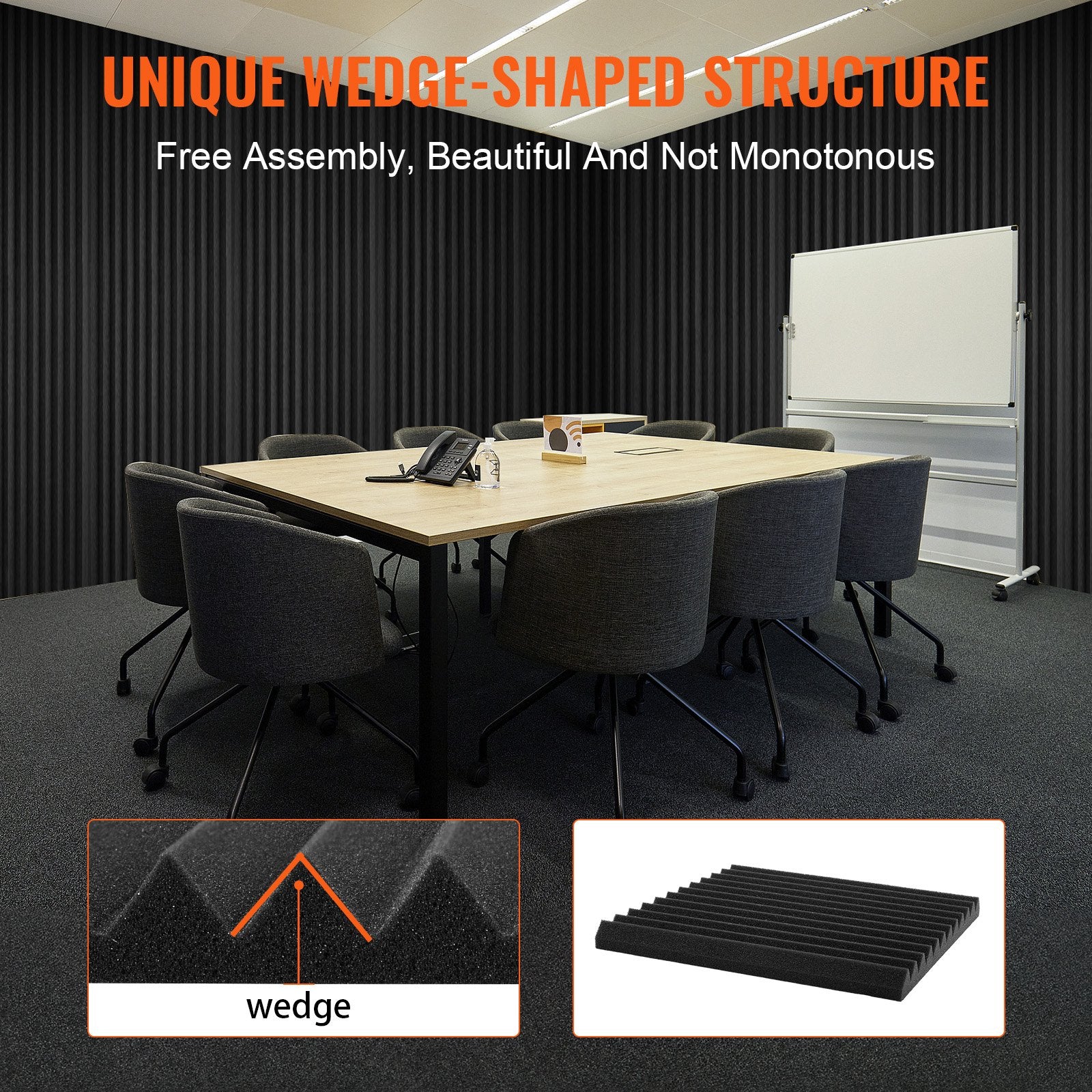 Acoustic Foam Panels 80 Pack 12 x 12 x 1 in for Studio Wall and Ceiling V952-FZZSPMBHS80P6DGDIV0