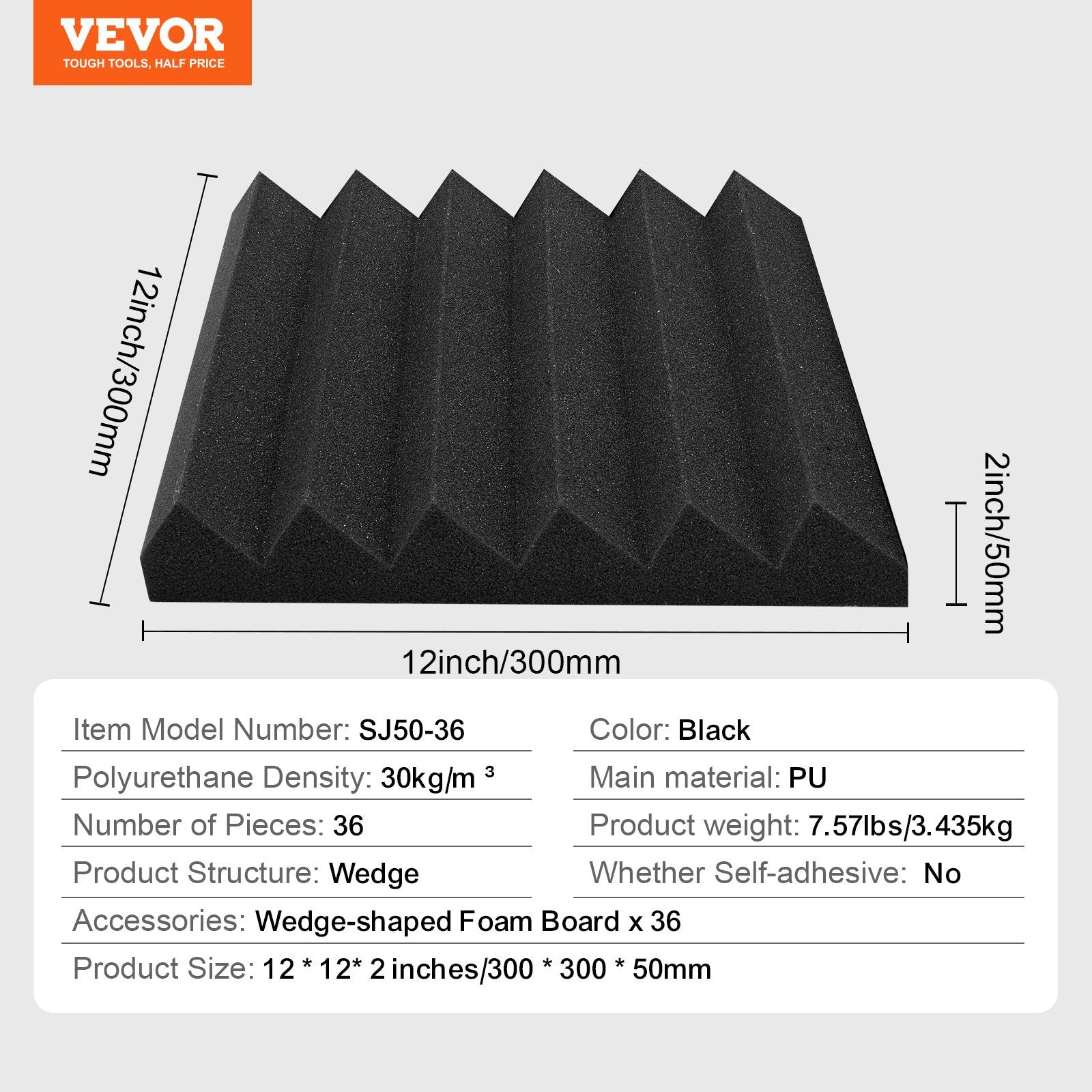 Acoustic Foam Panels 36 Pack 12 x 12 x 2 in for Studio Wall and Ceiling V952-FZZSPMBHSL127N7Y0V0