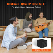 Acoustic Foam Panels 50 Pack 12 x 12 x 2 in for Studio Wall and Ceiling V952-FZZSPMBHSL12FC3IHV0