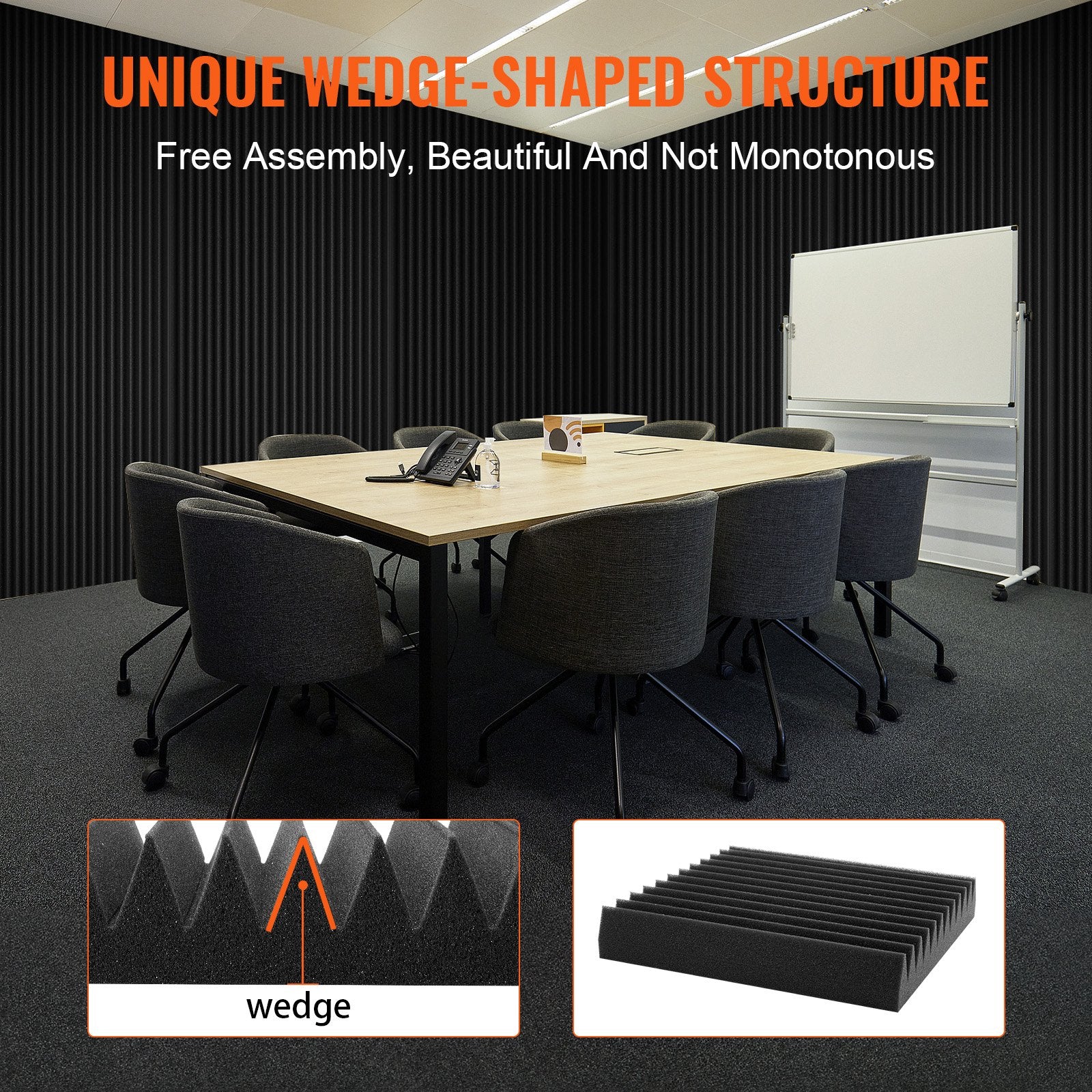 Acoustic Foam Panels 50 Pack 12 x 12 x 2 in for Studio Wall and Ceiling V952-FZZSPMBHSL12FC3IHV0