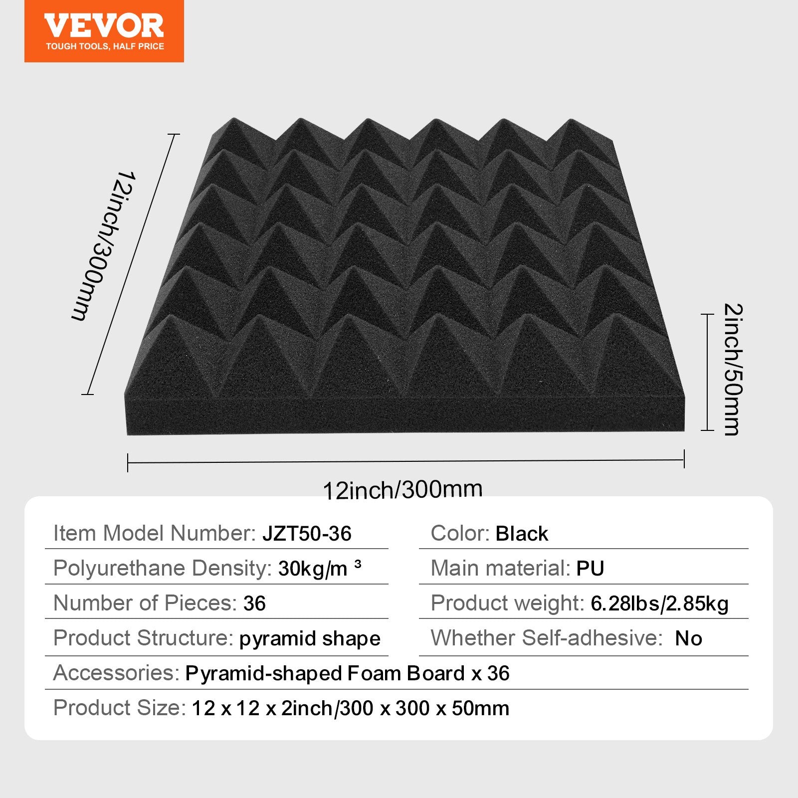 Acoustic Foam Panels 36 Pack 12 x 12 x 2 in for Studio Wall and Ceiling V952-FZZSPMBHSL12LL2RZV0