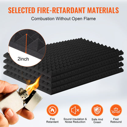 Acoustic Foam Panels 4 Pack 48 x 24 x 2 in for Studio Wall and Ceiling V952-FZZSPMBHSL48R56X0V0