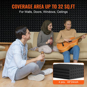Acoustic Foam Panels 4 Pack 48 x 24 x 2 in for Studio Wall and Ceiling V952-FZZSPMBHSL48R56X0V0