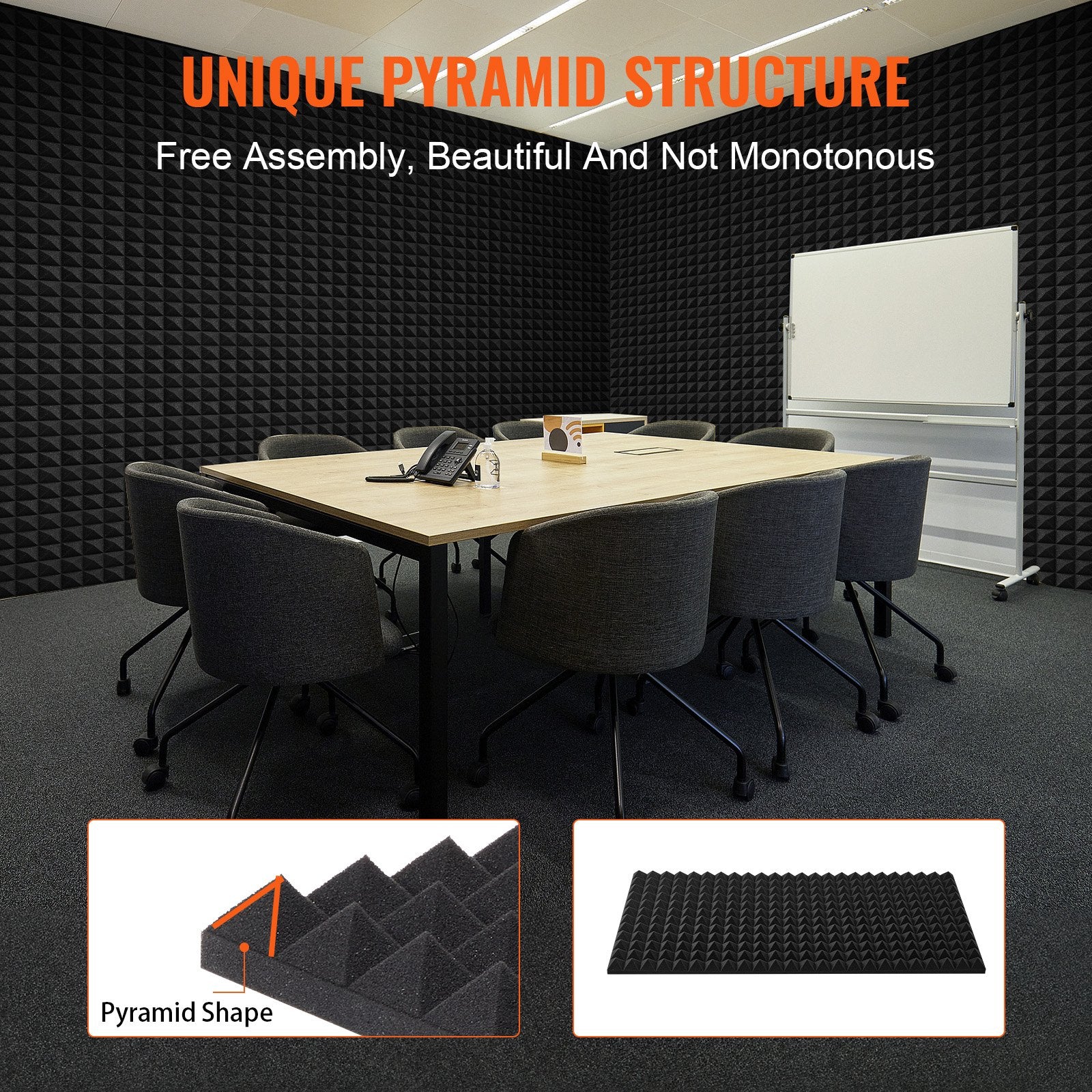 Acoustic Foam Panels 4 Pack 48 x 24 x 2 in for Studio Wall and Ceiling V952-FZZSPMBHSL48R56X0V0