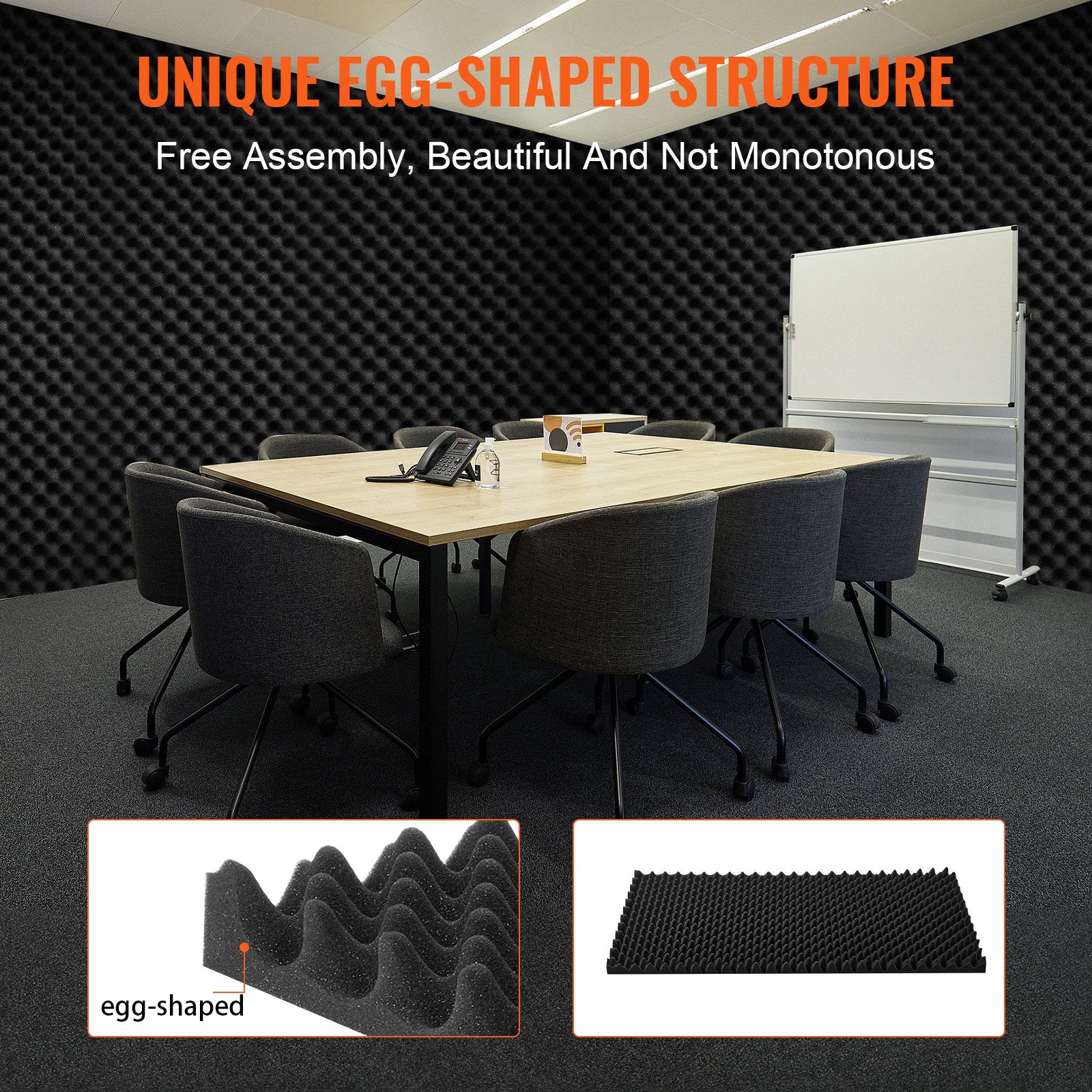 Acoustic Foam Panels 4 Pack 48 x 24 x 2 in for Studio Wall and Ceiling V952-FZZSPMBHSL48UZ3RCV0