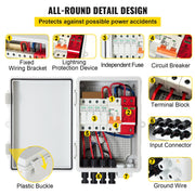 PV Combiner Box, 4 String with 15A Rated Current Fuse, 63A Circuit Breaker, Lightning Arreste Connector for V952-G2415A63AIP654HIKV0