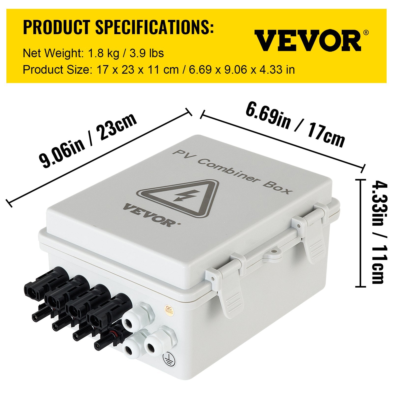 PV Combiner Box, 4 String with 15A Rated Current Fuse, 63A Circuit Breaker, Lightning Arreste Connector for V952-G2415A63AIP654HIKV0