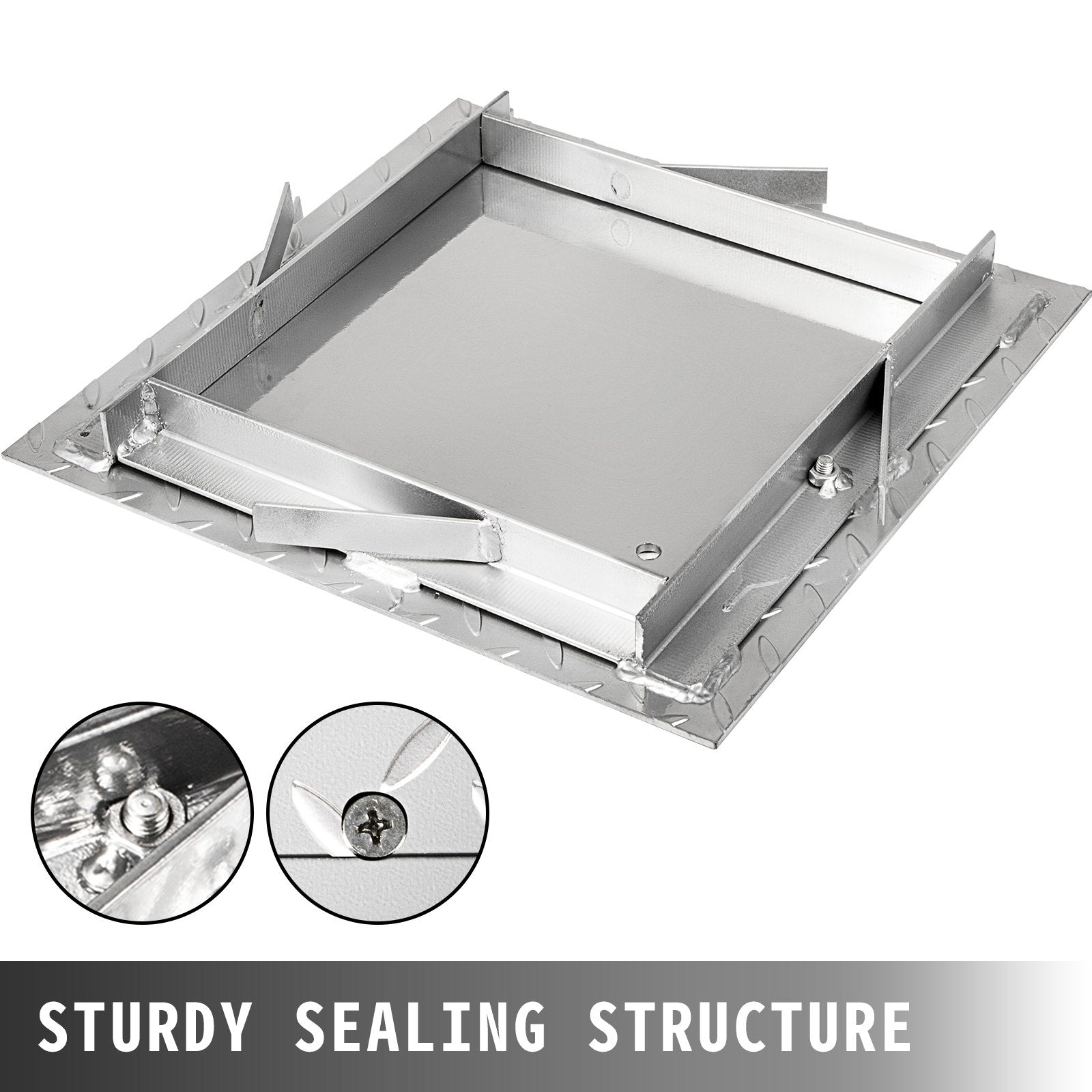 Recessed Manhole Cover 11.8""x11.8"" Clear Opening, Galvanized Steel Drain Cover Overall Size 14.5""x14.5"", V952-GB30X300000000001V0