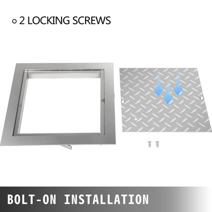 Recessed Manhole Cover 11.8""x11.8"" Clear Opening, Galvanized Steel Drain Cover Overall Size 14.5""x14.5"", V952-GB30X300000000001V0