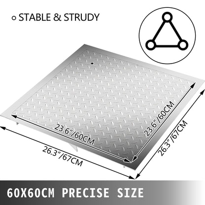 Recessed Manhole Cover 60 x 60 cm Clear Opening, Galvanized Steel Drain Cover Overall Size 67 x 67 cm, Sealed V952-GB60X600000000001V0