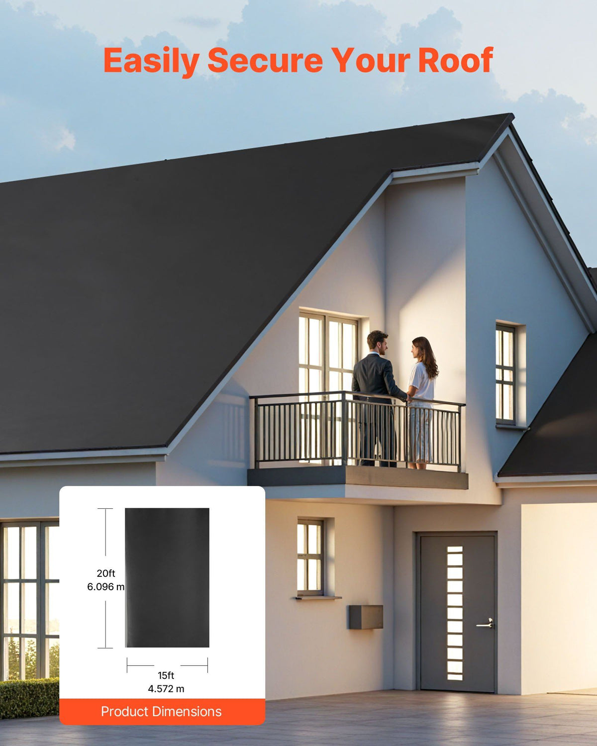 Roll Roofing, 4.57 x 6 m, 45 mil EPDM Rubber Roofing, Long Lifespan & Weather-resistant, Withstands Harsh V952-GBJ1520FT000YVF01001V0
