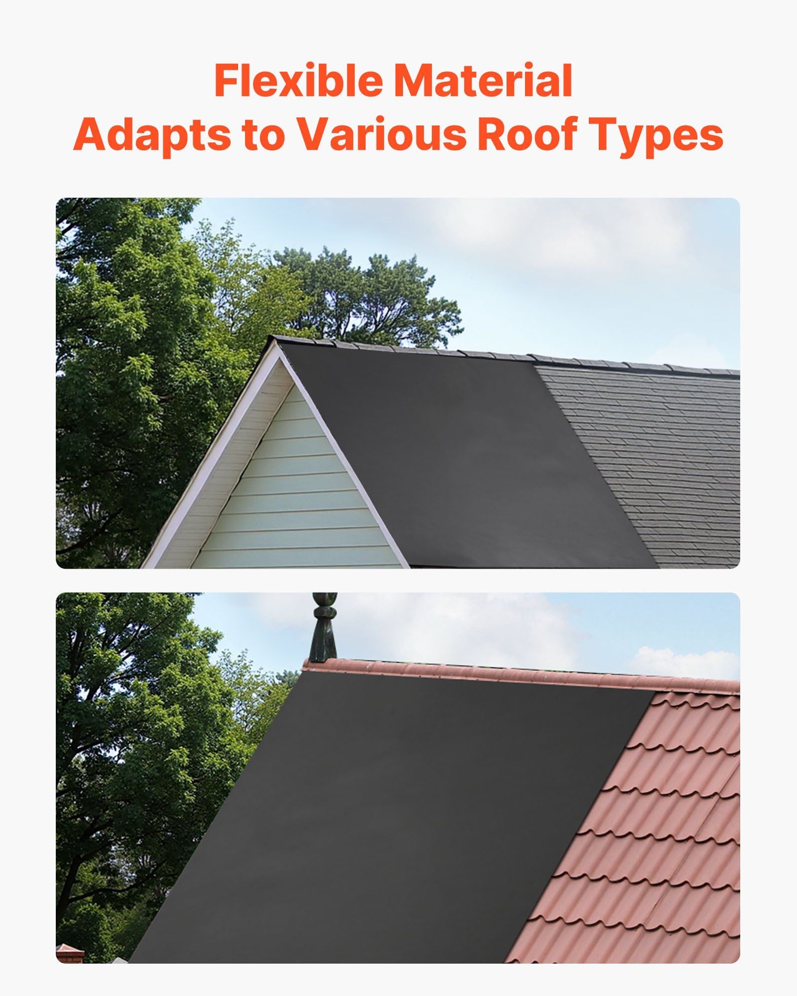 Roll Roofing, 4.57 x 6 m, 45 mil EPDM Rubber Roofing, Long Lifespan & Weather-resistant, Withstands Harsh V952-GBJ1520FT000YVF01001V0