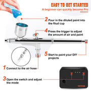 Airbrush Kit Dual-action Airbrush System Compressor Art Nail Makeup Model V952-GBTZAGIDH60H8NXJUV3