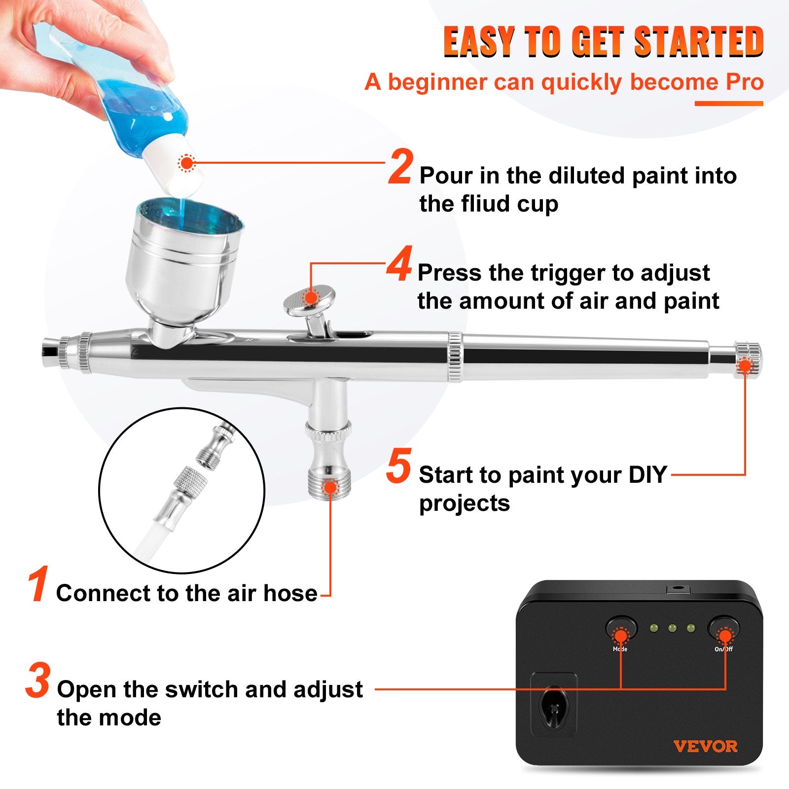 Airbrush Kit Dual-action Airbrush System Compressor Art Nail Makeup Model V952-GBTZAGIDH60H8NXJUV3
