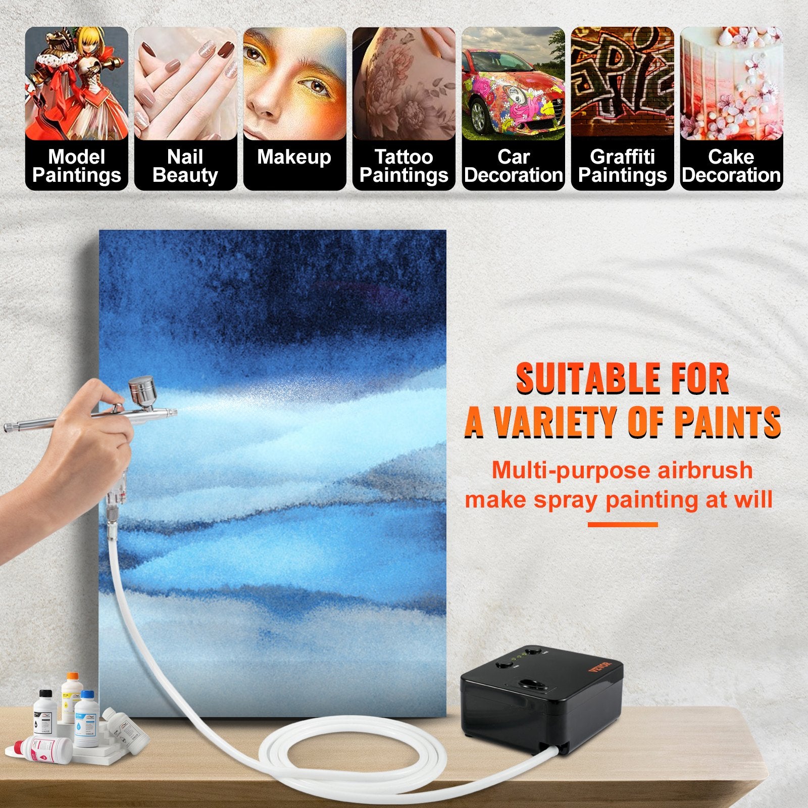 Airbrush Kit Dual-action Airbrush System Compressor Art Nail Makeup Model V952-GBTZAGIDH60H8NXJUV3
