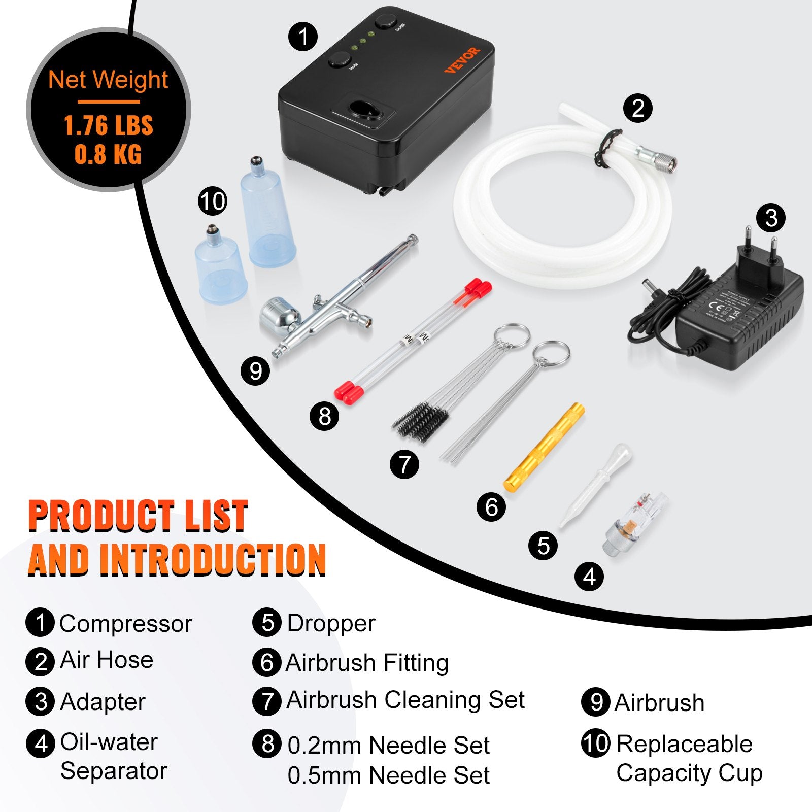 Airbrush Kit Dual-action Airbrush System Compressor Art Nail Makeup Model V952-GBTZAGIDH60H8NXJUV3