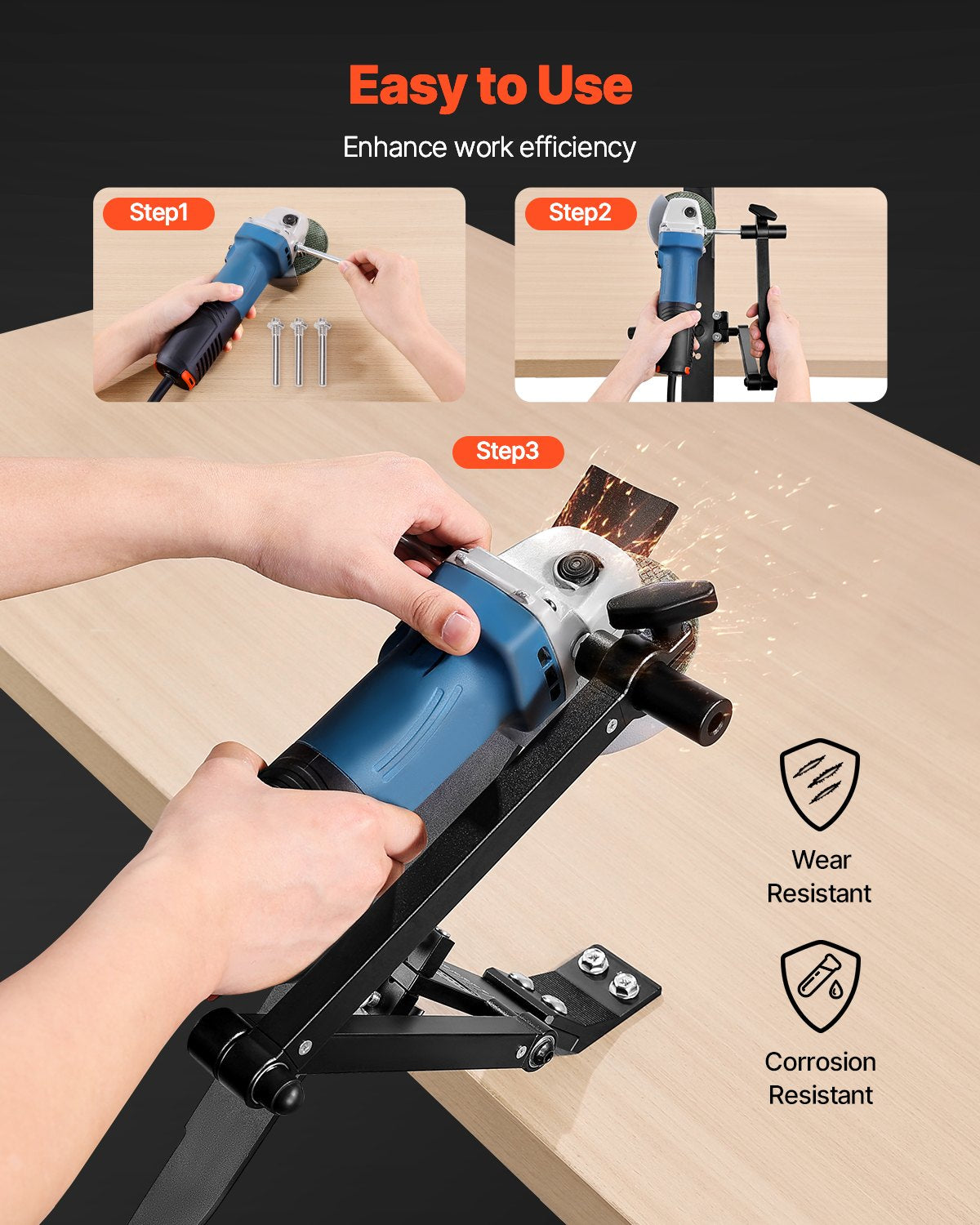 Lawn Mower Blade Sharpener, 15 degrees - 45 degrees Adjustable Lawnmower Blade Sharpening Tool with 4 Adapter V952-GCDPJJ1545MY5H0TG001V0