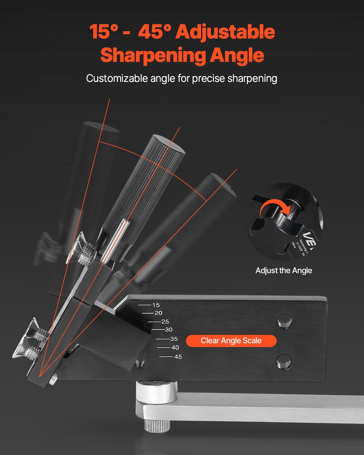 Lawn Mower Blade Sharpener and Balancer, 15 degrees - 45 degrees Adjustable Lawnmower Blade Sharpening Tool V952-GCDPJJYPHQ1592EDB001V0