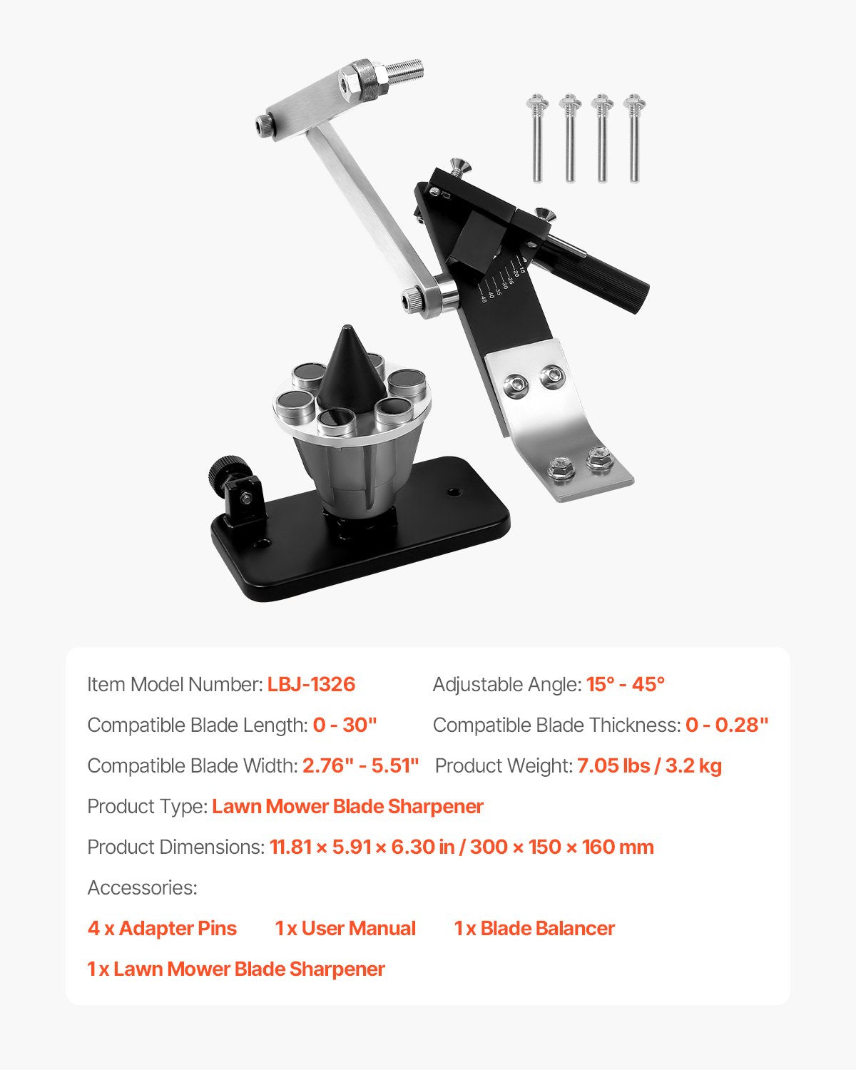 Lawn Mower Blade Sharpener and Balancer, 15 degrees - 45 degrees Adjustable Lawnmower Blade Sharpening Tool V952-GCDPJJYPHQ1592EDB001V0