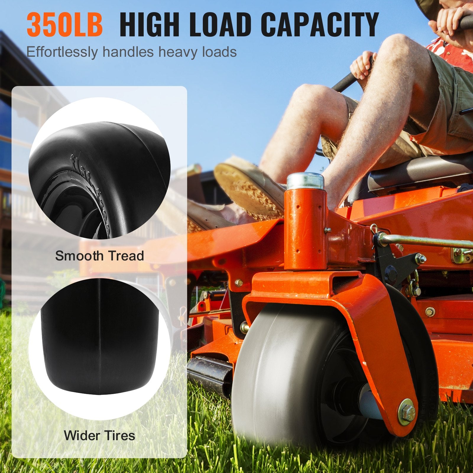 Lawn Mower Tires with Rim, 11x4-7" Tubeless Tractor Tires, 2-Pack Tire and Wheel Assemby, Flat-free PU Tire, V952-GCJLZ11X45SXTCAWDV0