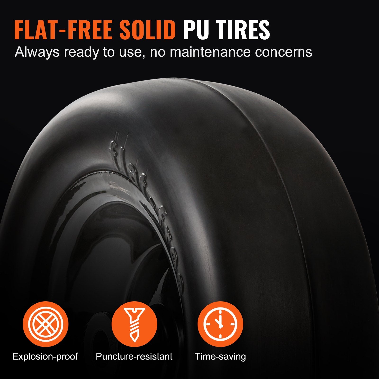 Lawn Mower Tires with Rim, 11x4-7" Tubeless Tractor Tires, 2-Pack Tire and Wheel Assemby, Flat-free PU Tire, V952-GCJLZ11X45SXTCAWDV0