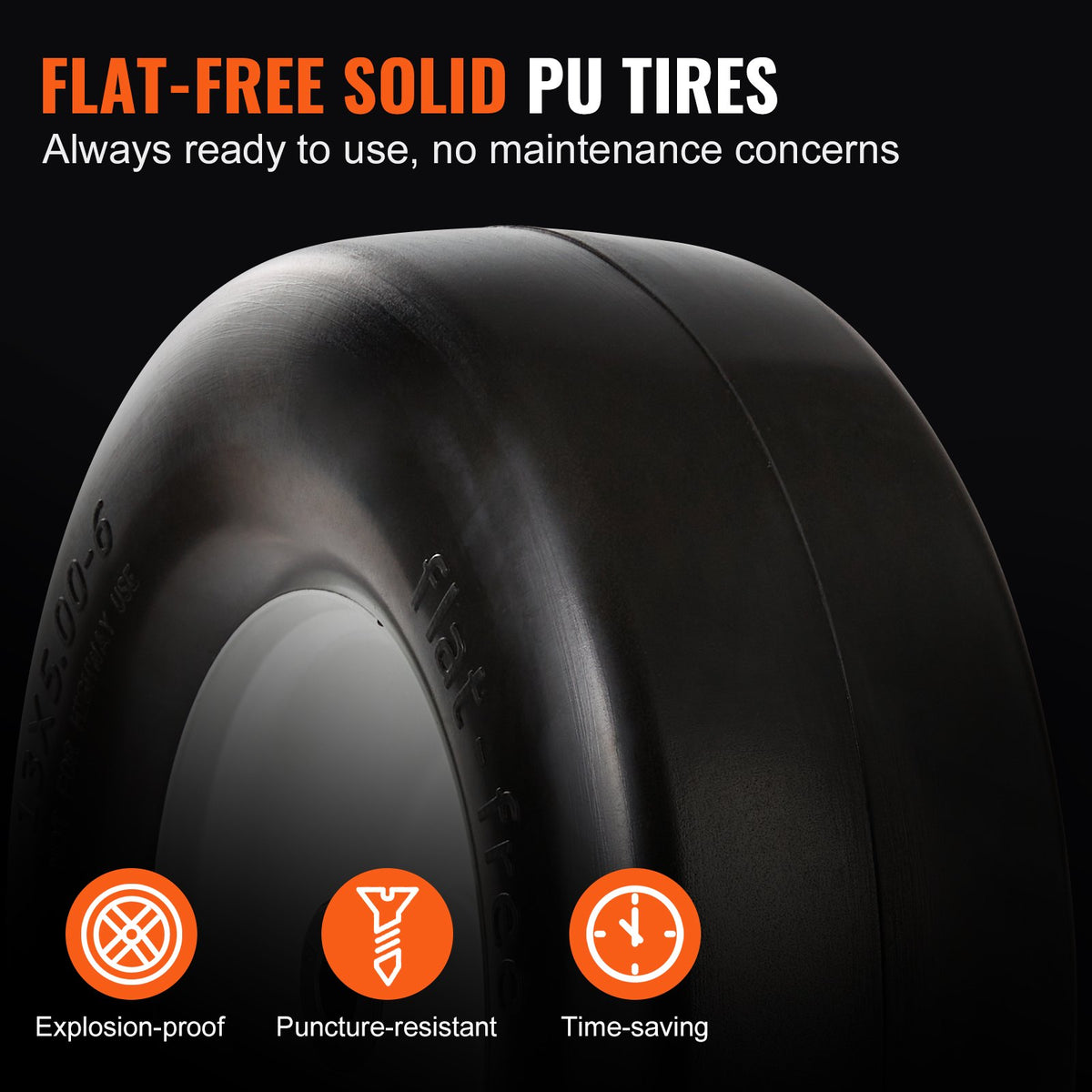 Lawn Mower Tires with Rim, 13x5-6" Tubeless Tractor Tires, 2-Pack Tire and Wheel Assembly, Flat-free PU V952-GCJLZZXLG13XLCXLGV0